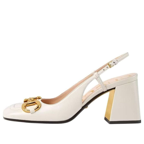 Кроссовки chunky mid-heel slingback with horsebit 'white' Gucci, белый