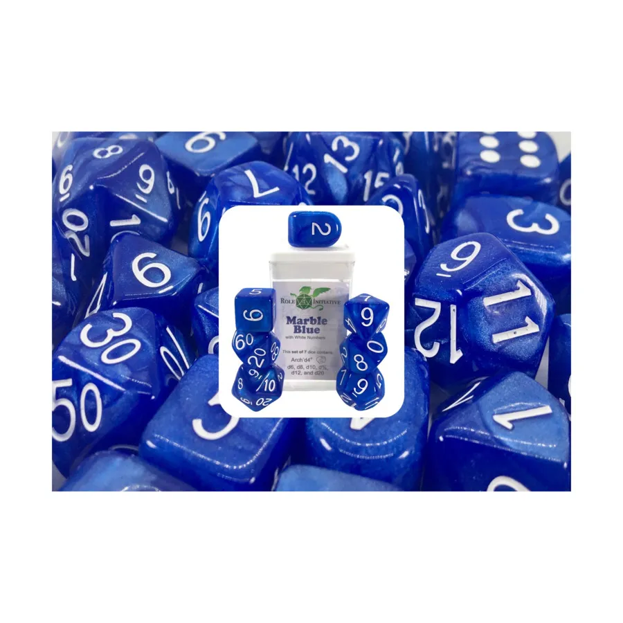 

Poly Set Marble Blue с белым и Arch'd4 (7), Game Dice - Marble (Role 4 Initiative)