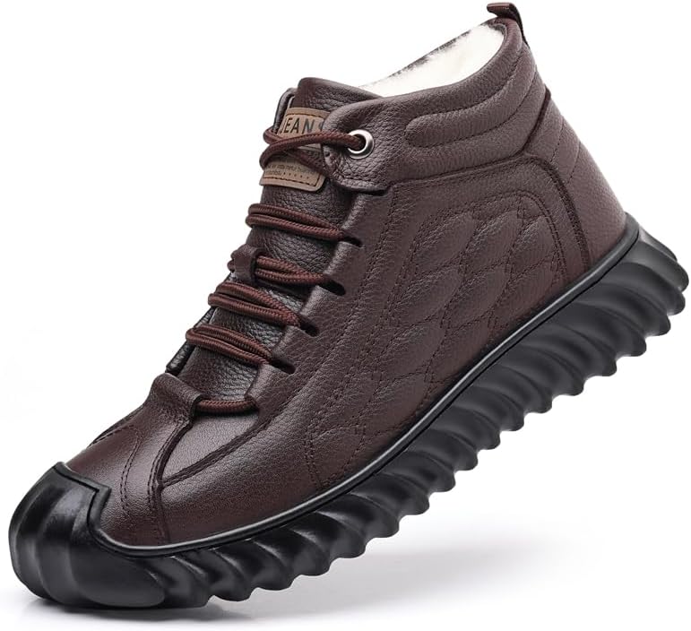 

Мужские зимние ботинки для снега, теплые прогулочные, с меховой подкладкой, легкие, противоскользящие, для походов и зимы Meixi Mobile, коричневый