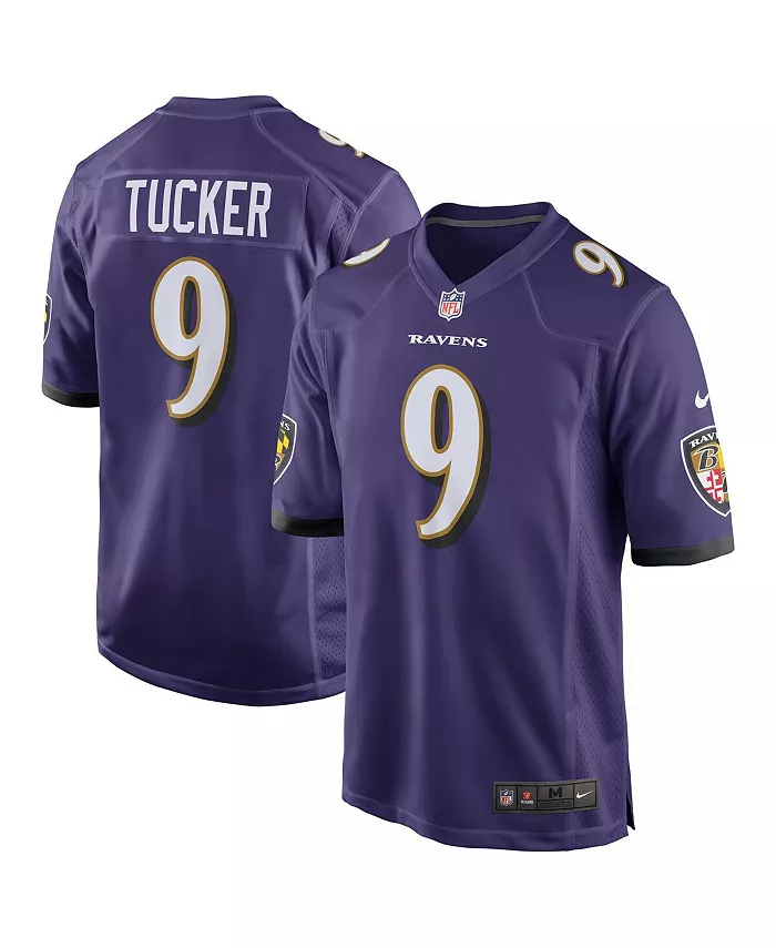 

Мужская игровая футболка Justin Tucker Baltimore Ravens Nike, фиолетовый