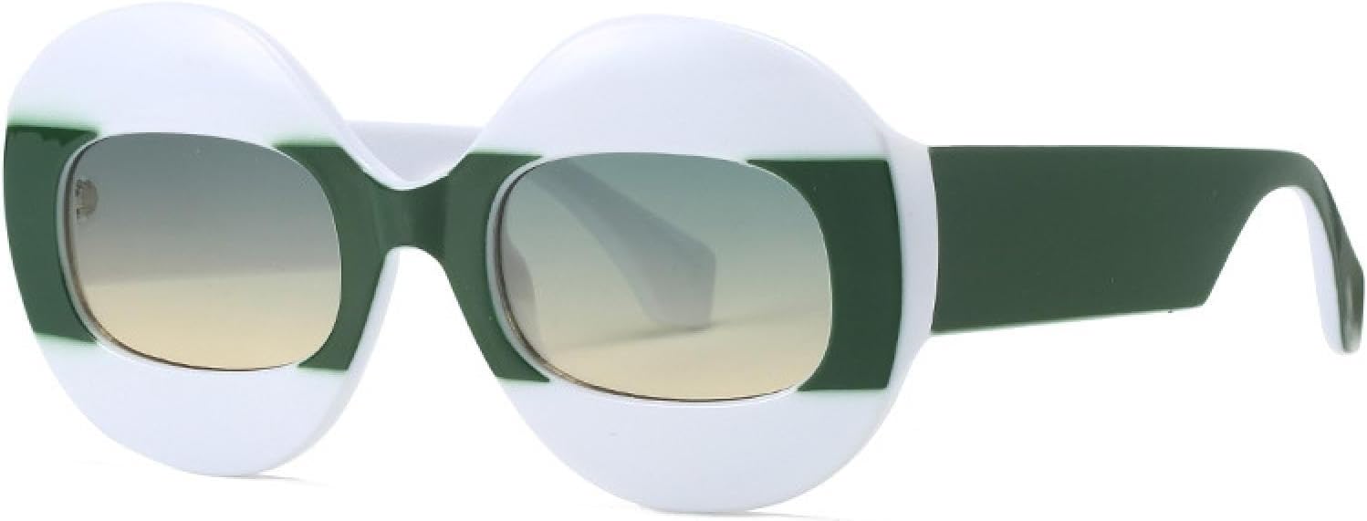 

Модные круглые солнцезащитные очки с контрастными цветами для женщин, ретро-очки с овальными линзами и прозрачным градиентом, защита от УФ-излучения UV400 для мужчин, трендовые очки в стиле панк VVTWSSW, White Green Yellow