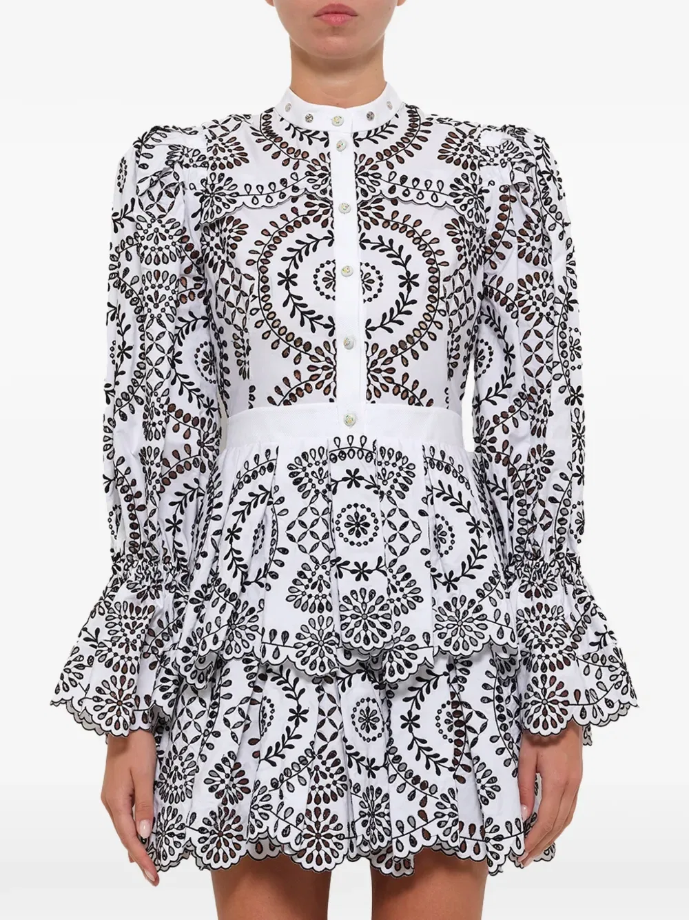 Ярусное платье Broderie-Anglaise Alexander Mcqueen, белый