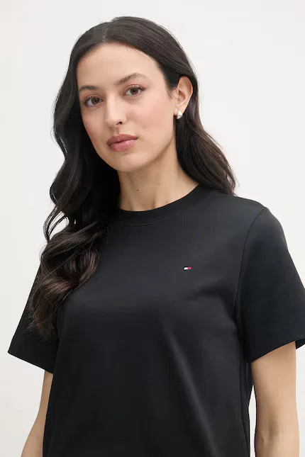 Футболка хлопковая классическая Tommy Hilfiger, черный — фото 4