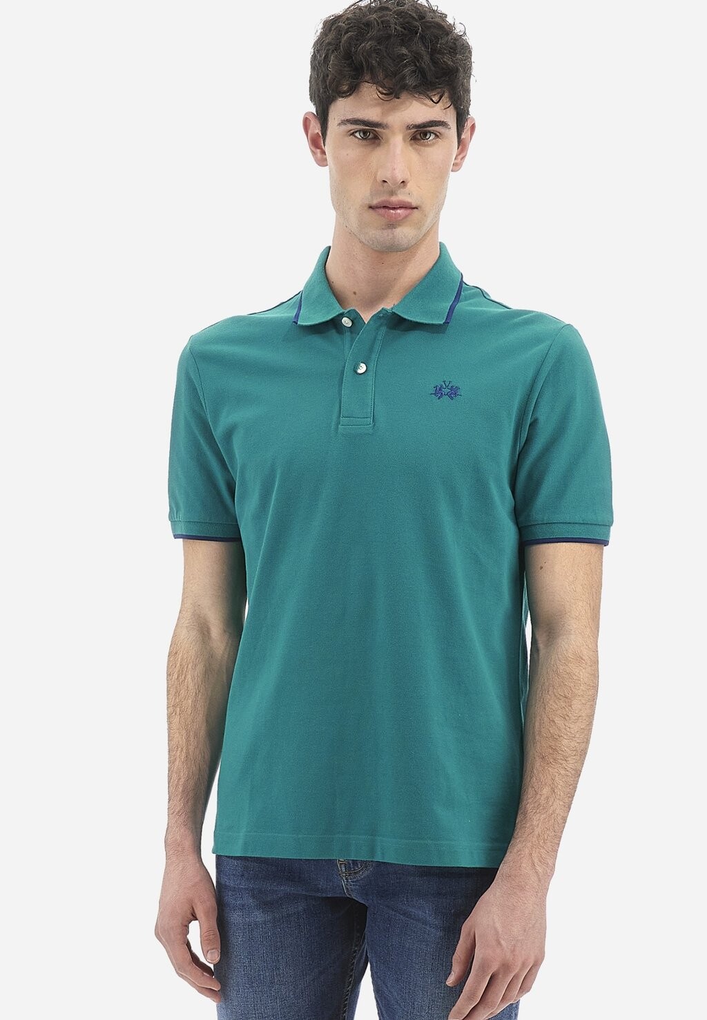 

Поло SHORT-SLEEVED POLO SHIRT La Martina, бензиновый синий