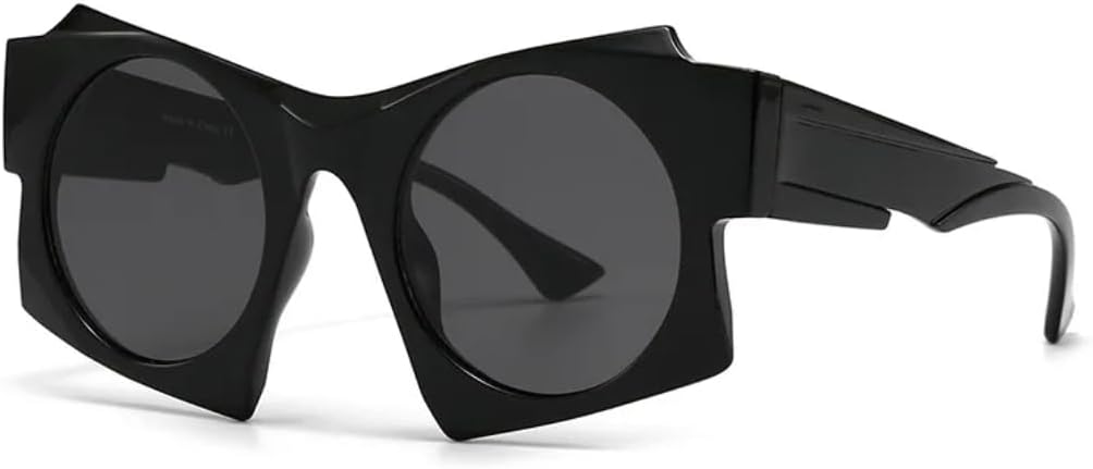 

Популярные ретро-панк солнцезащитные очки для мужчин, многоугольные, повседневные, с солнцезащитным козырьком, модные женские очки с защитой от УФ-излучения TKKTLLT, Black