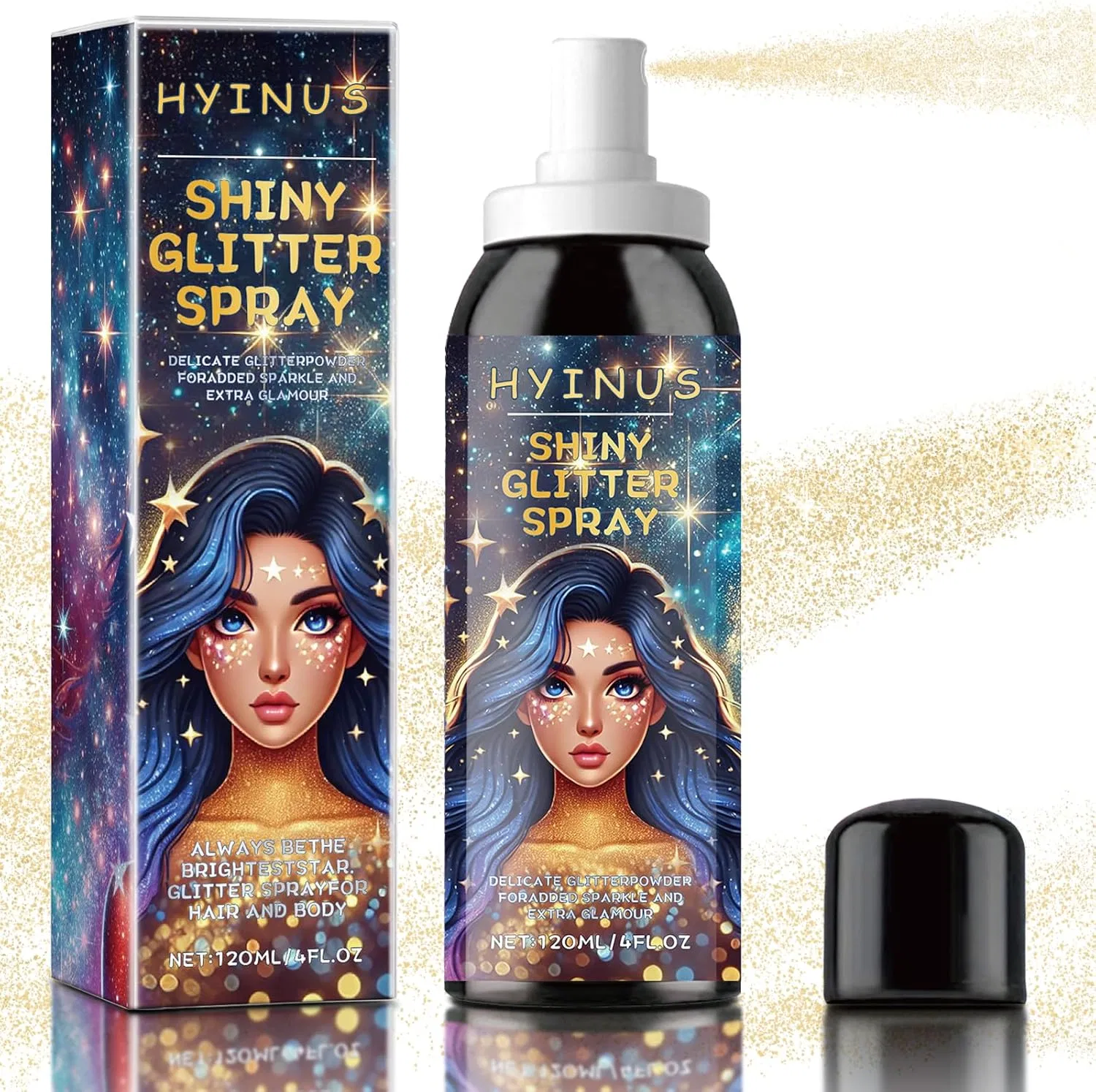 Спрей с блестками для тела HYINUS Gold 120 мл