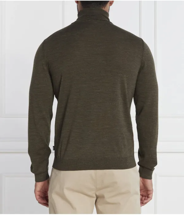 Шерстяная водолазка Musso-p Slim fit Boss, зеленый — фото 4