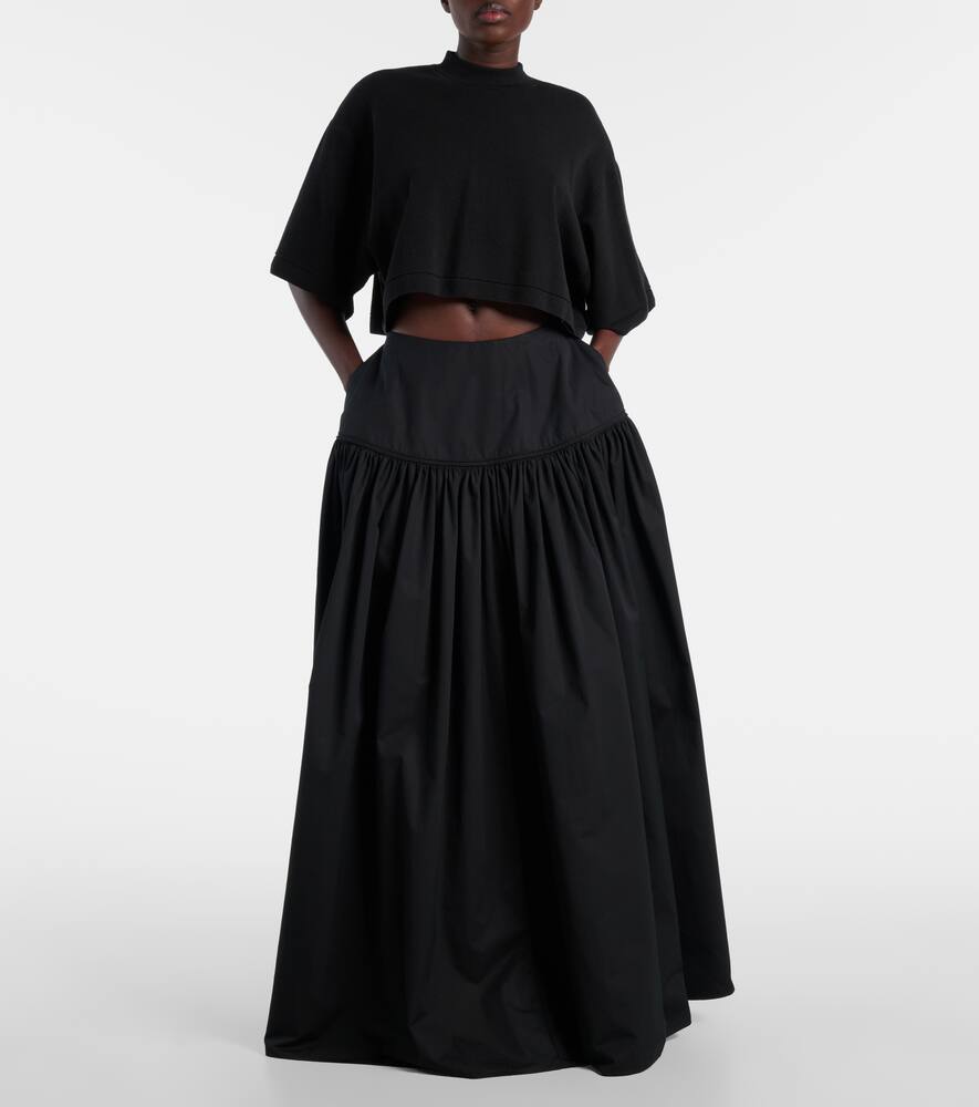 Обрезанная футболка из хлопковой смеси Alaïa, Noir Alaia — фото 2