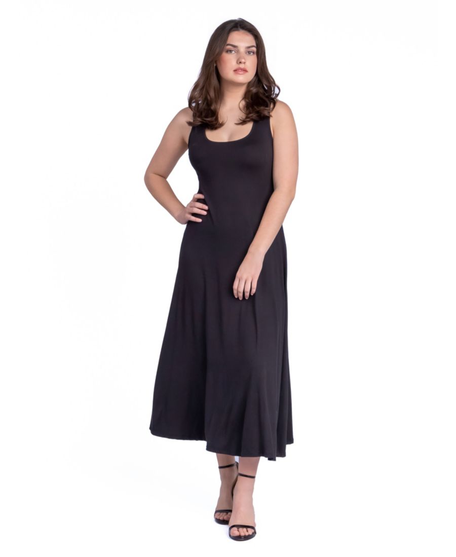 

Платье-макси А-силуэта без рукавов, облегающее фигуру, для невысоких девушек 24seven Comfort Apparel, Black