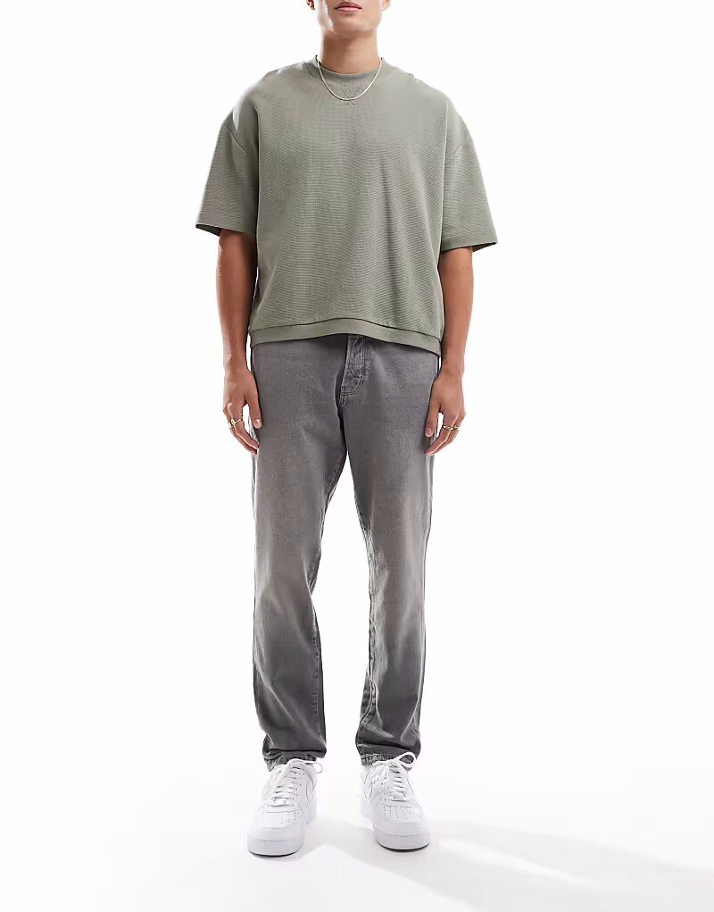 

Зауженные джинсы & SONS с кокеткой серого цвета Only & Sons