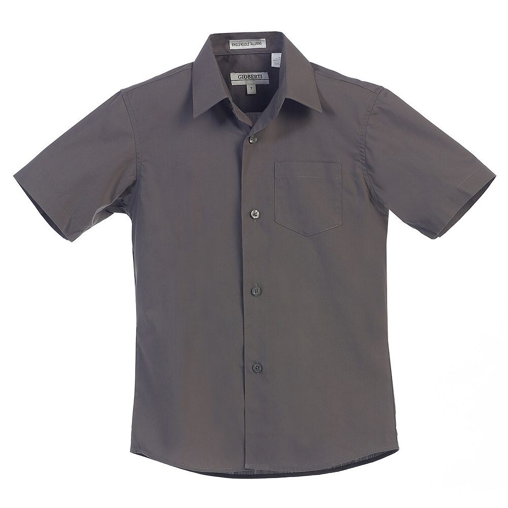 

Детская однотонная классическая рубашка Gioberti с короткими рукавами, цвет Dark Gray