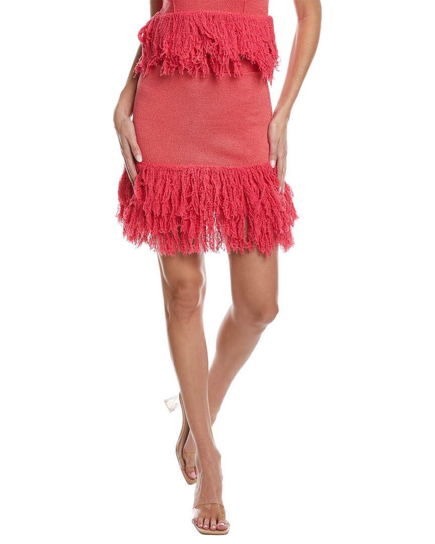 

Мини-юбка JoosTricot Fringe из льняной смеси, розовый