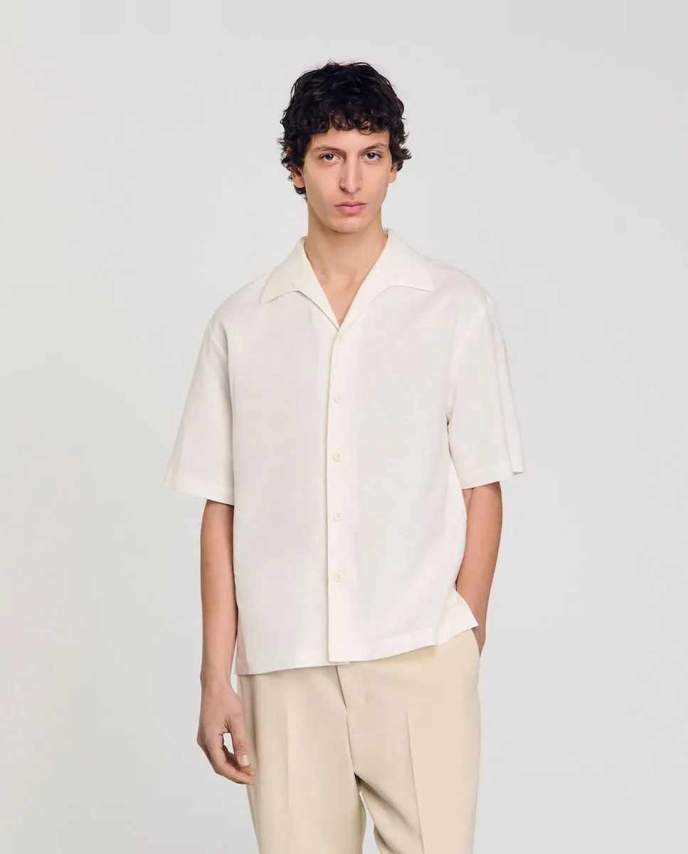 

Мужская рубашка из хлопка и льна Sandro, белый
