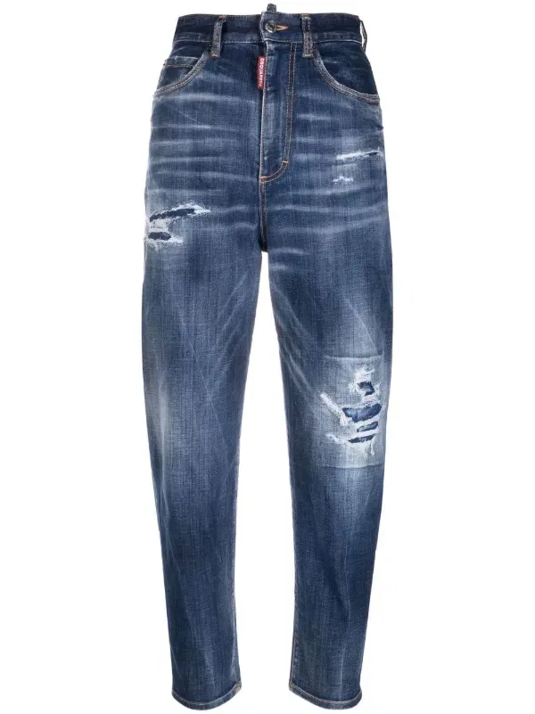 Потертые укороченные джинсы Dsquared2, синий
