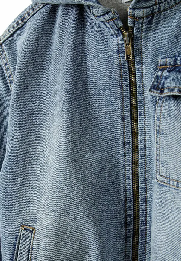 Джинсовая куртка с капюшоном и передним карманом Minoti, Blue Denim — фото 3