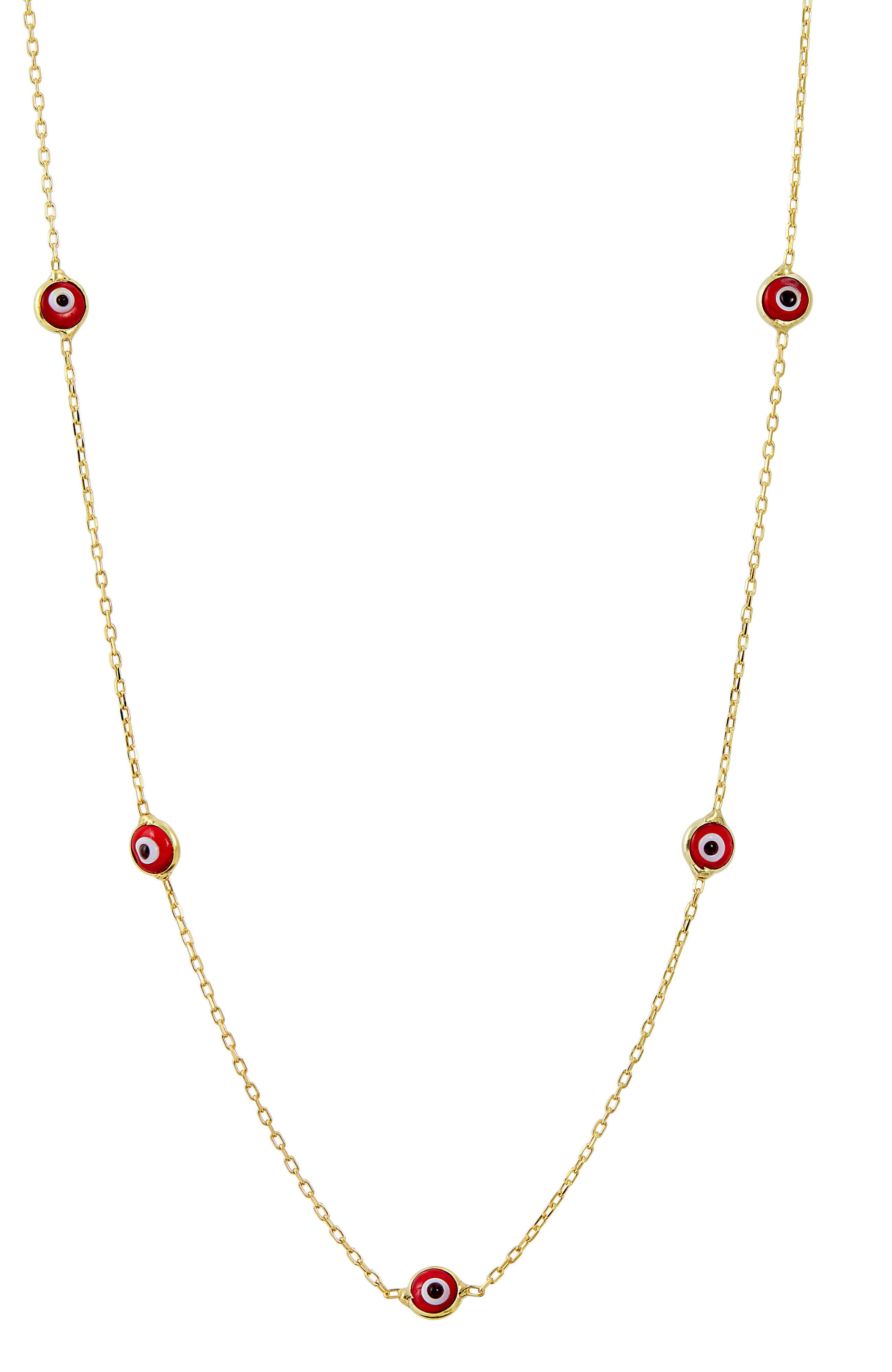 

Ожерелье из 18-каратного золота по серебру с красным глазом Savvy Cie Jewels, желтый