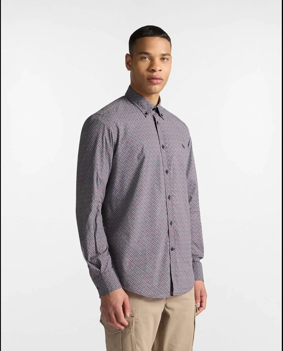 

Мужская рубашка с длинным рукавом и оригинальным принтом Harmont&Blaine, синий