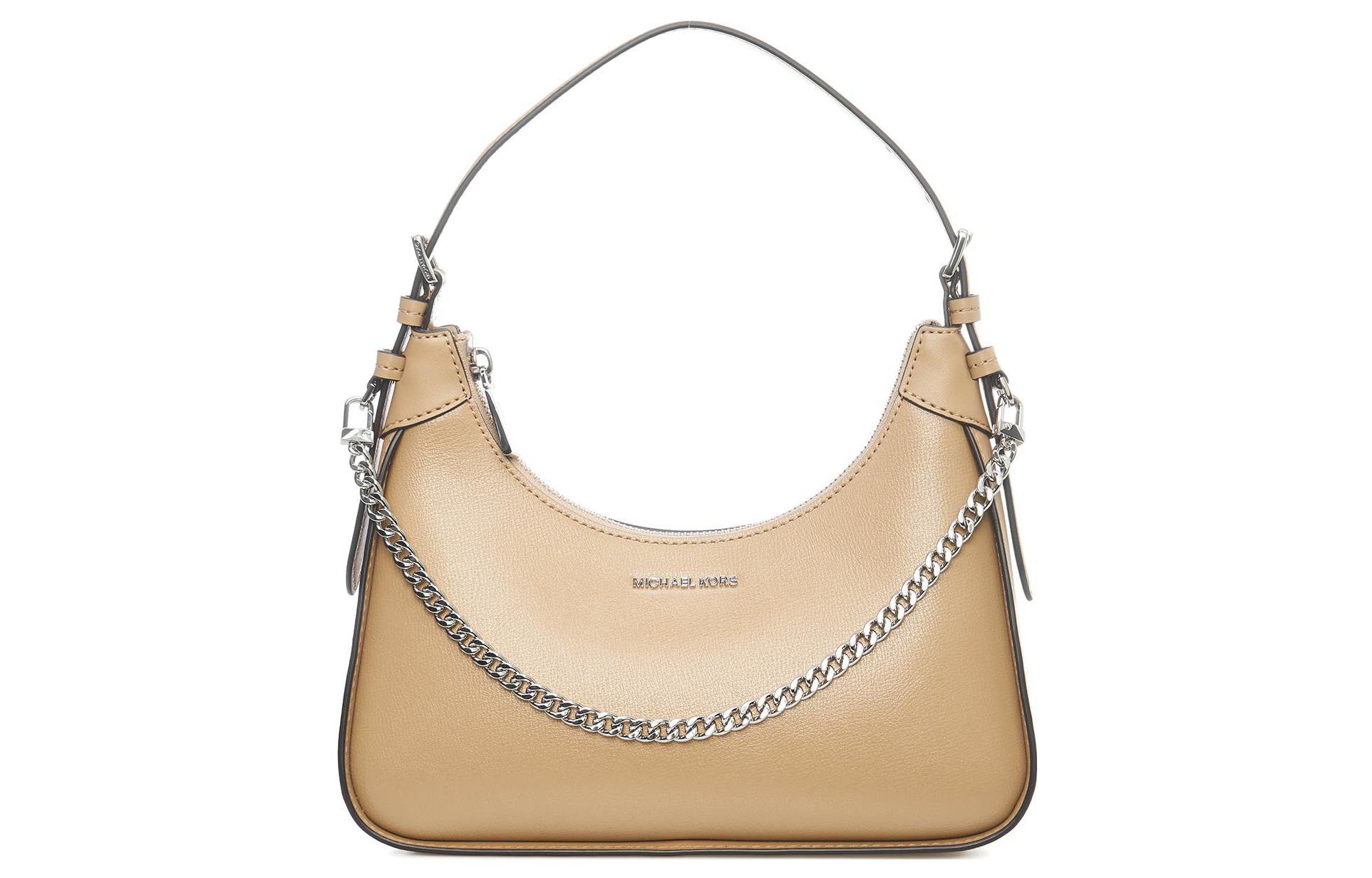 

Сумка через плечо Wilma из кожи, полумесяц, женская сумка, светло-коричневая MICHAEL KORS