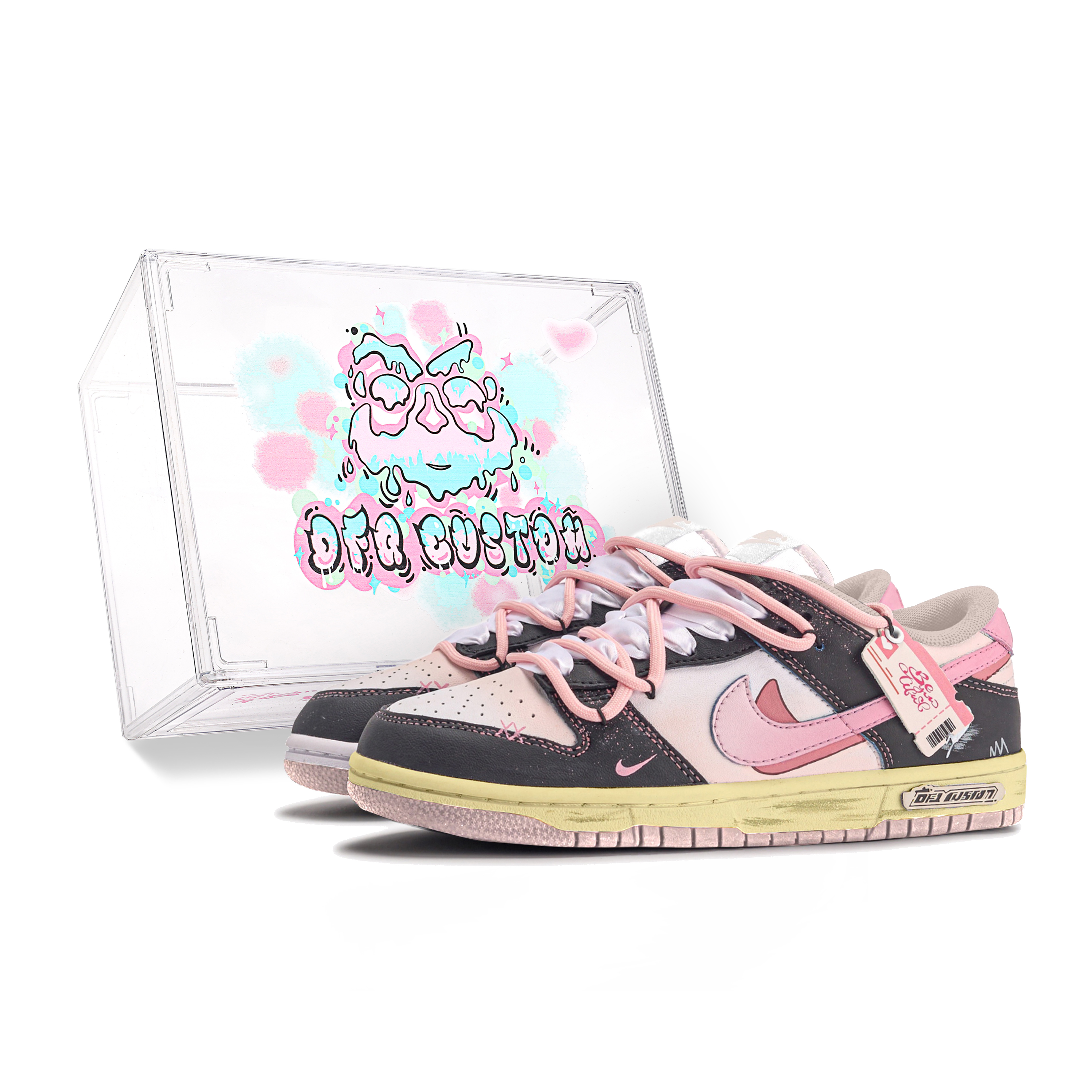 

Кроссовки Nike Dunk Skateboard Shoes Women's Low-Top Black Pink, Черный, Кроссовки Nike Dunk Skateboard Shoes Women's Low-Top Black Pink