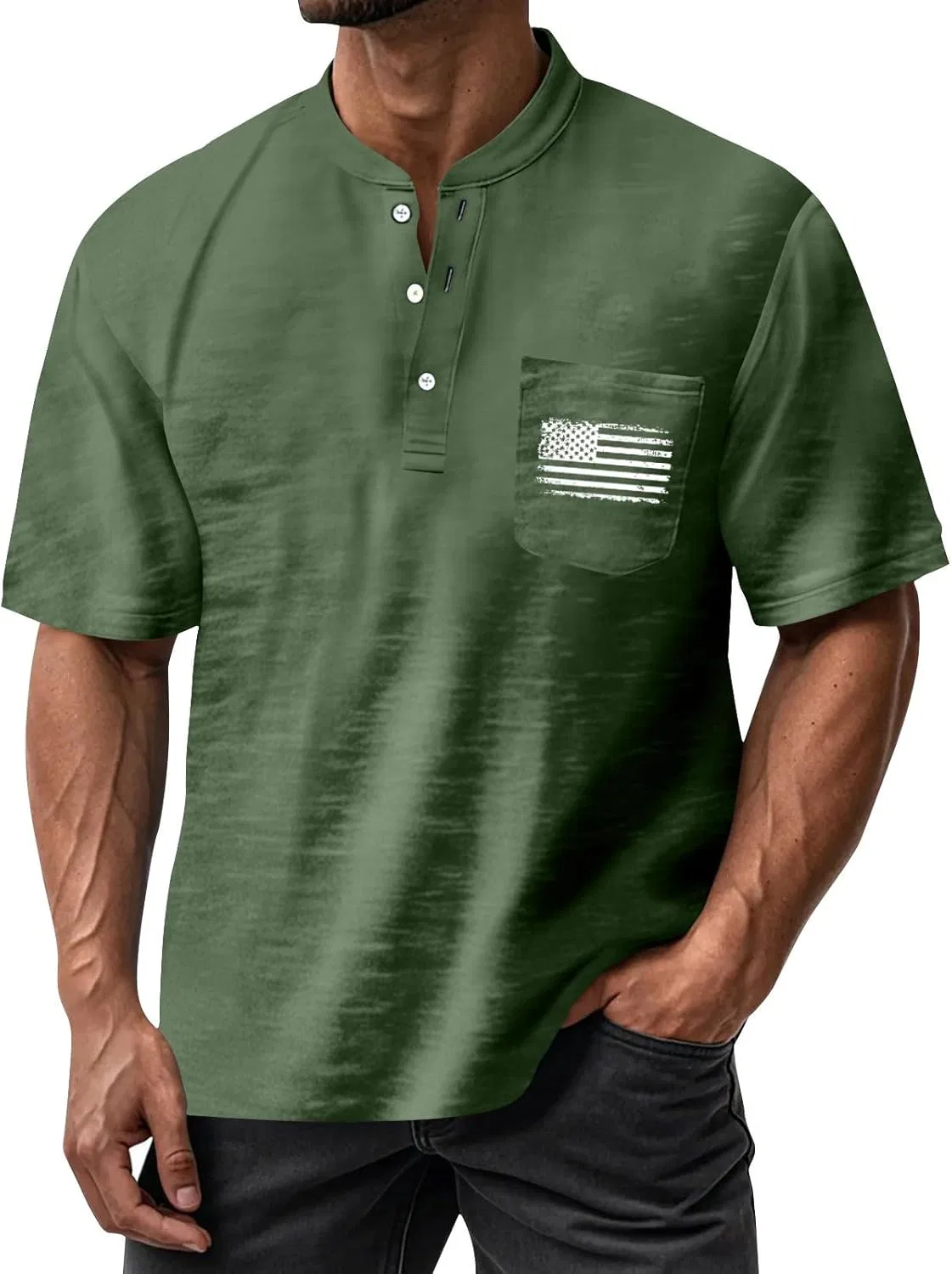 Мужская футболка с американским флагом, короткий рукав, бренд Generic, цвет 3-dark Green