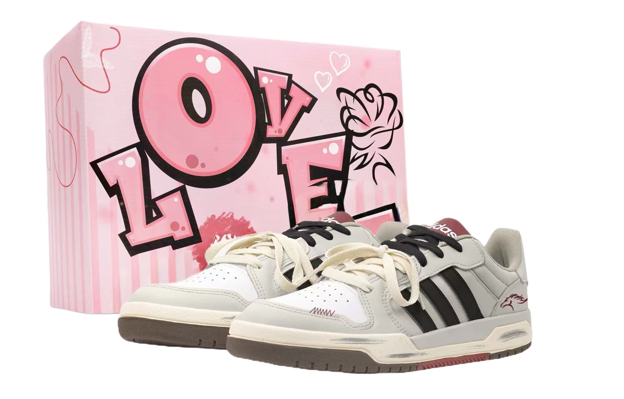 

Entrap Good Luck Lu, премиум бокс, Lucky Star PU искусственная кожа Adidas Neo, светло-серый черный