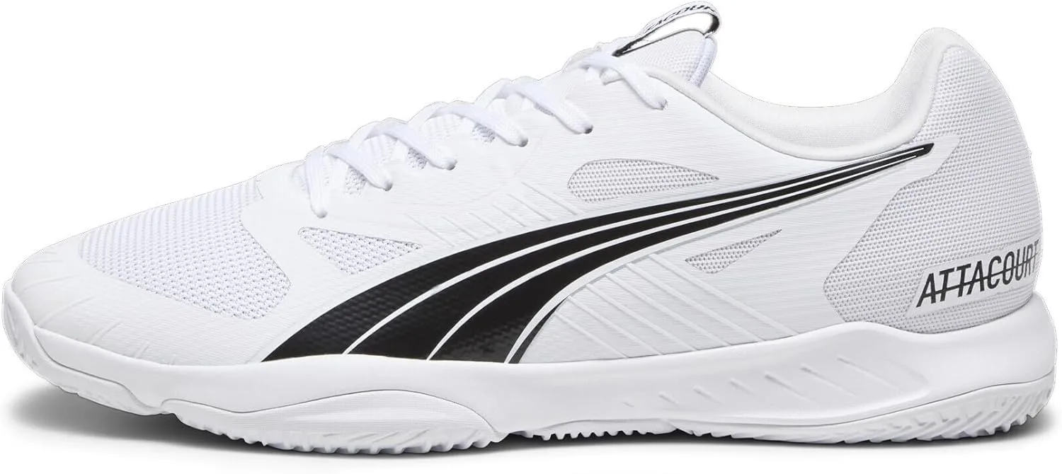 Унисекс кроссовки Puma Attacourt для игры в помещении, белый/черный/серый — фото 4