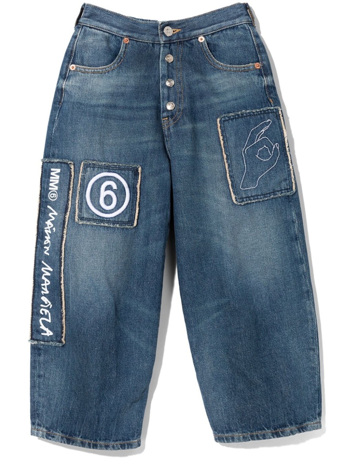 

MM6 Maison Margiela Kids джинсы широкого кроя с логотипом, синий