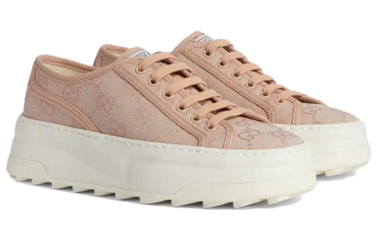 Кроссовки (WMNS) Gucci GG Leather Sneakers 'Neutral', розовый — фото 3