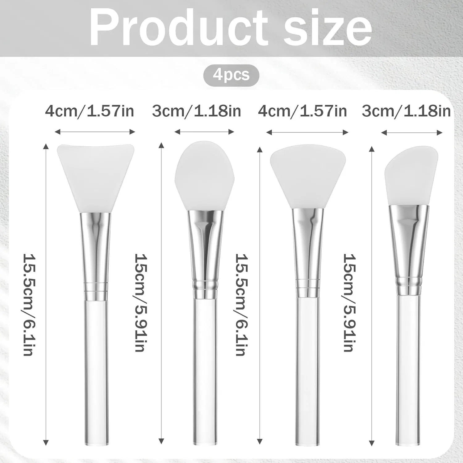 Набор силиконовых кистей для масок для лица, 4 шт. Vin Beauty — фото 2