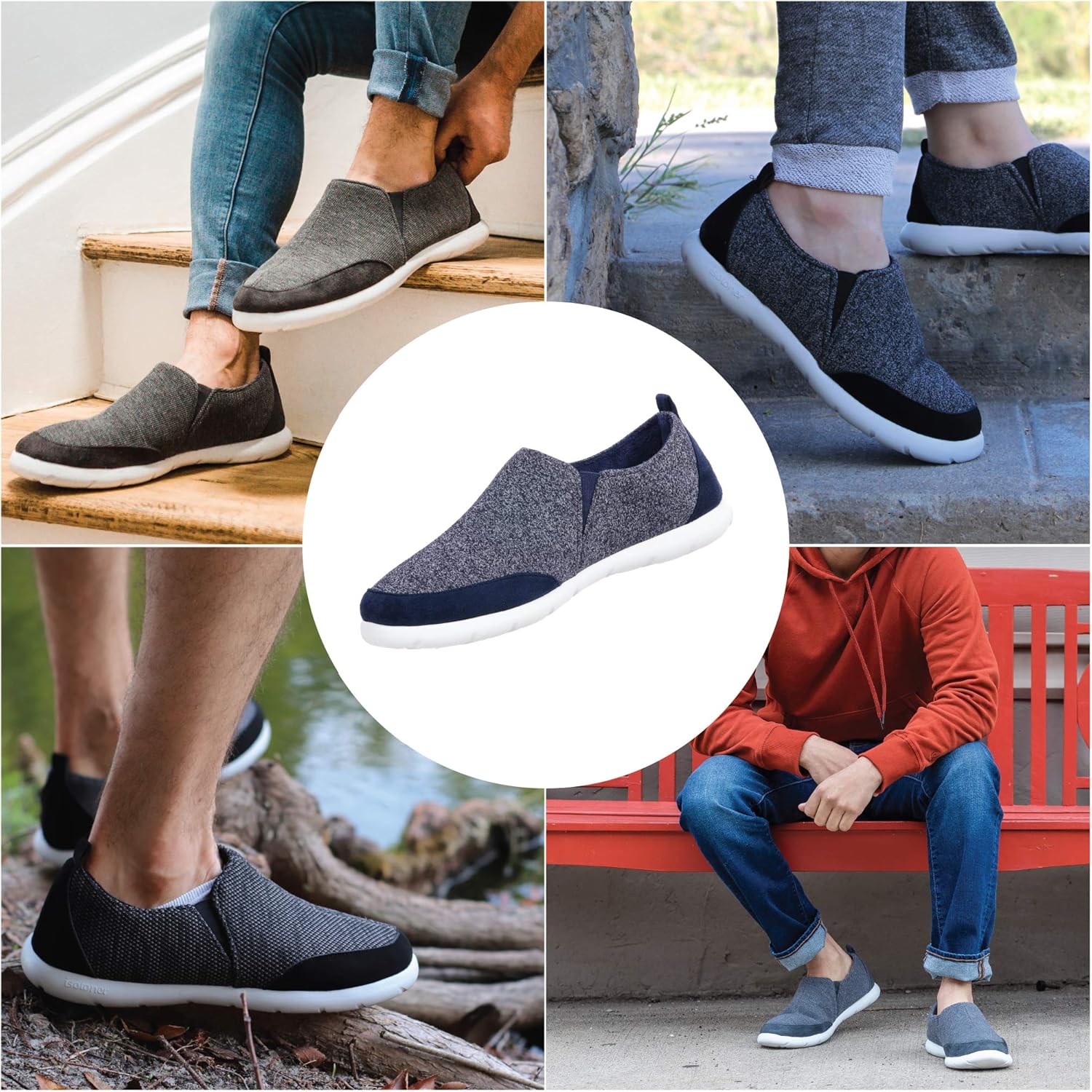 Мужские кроссовки Zenz Active Slip-On: ультра-мягкие повседневные кроссовки с гибкой поддержкой и дышащей сеткой Isotoner, темно-синий — фото 3