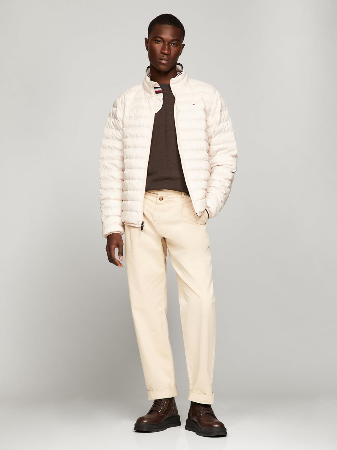 Мужская утепленная пуховая куртка TOMMY HILFIGER с возможностью упаковки, Cashmere Cream — фото 2