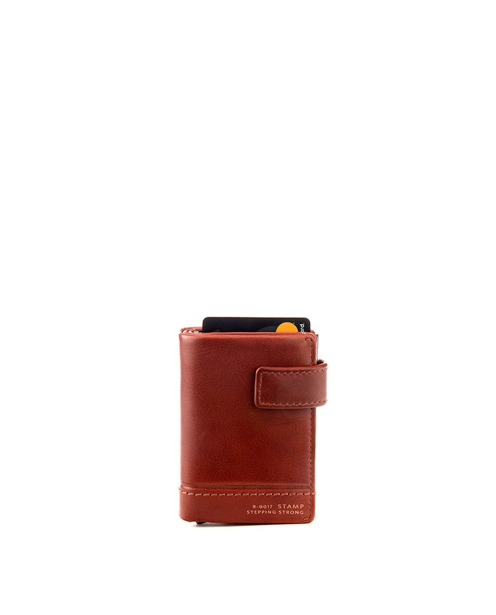 

Автоматическая мужская визитница из мытой кожи цвета кожи Stamp, светло-коричневый