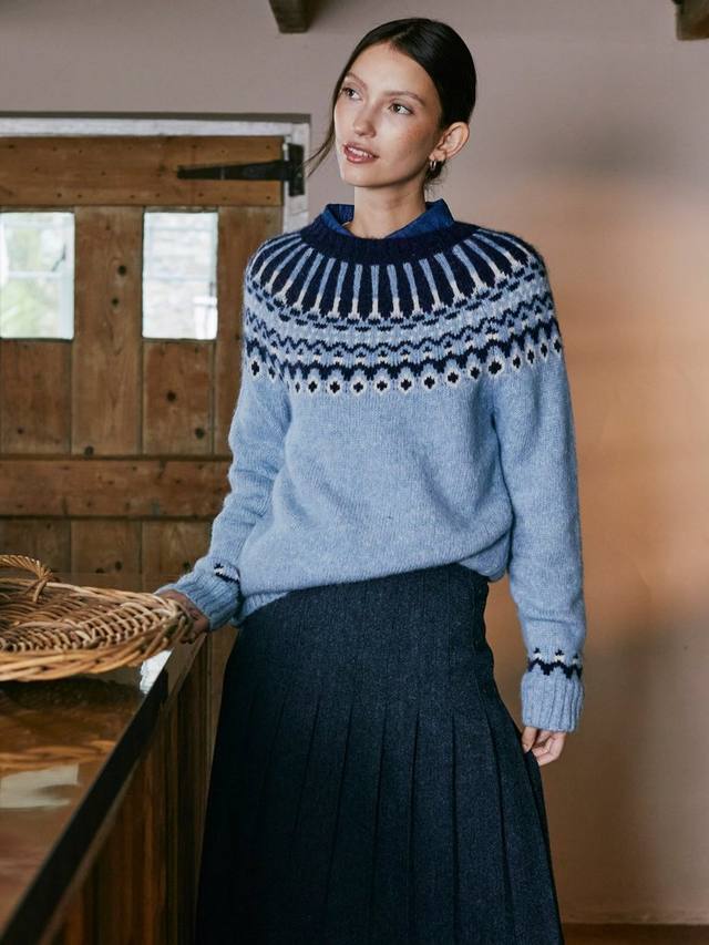 

Свитер Fair Isle из шерсти с высоким ворсом Celtic & Co., Vintage Blue