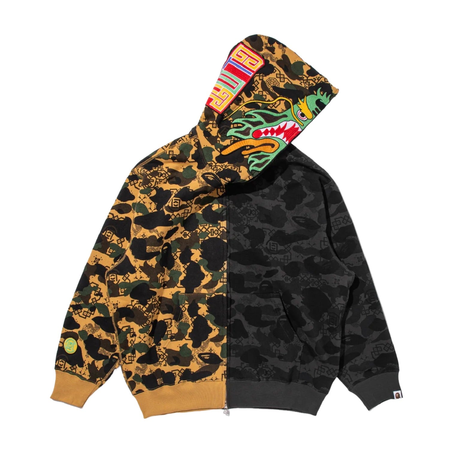 A Bathing Ape Худи BAPE X Clot Camo Split Shark Relaxed Fit Full Zip Hoodie, цвет 'Black' — фото 2