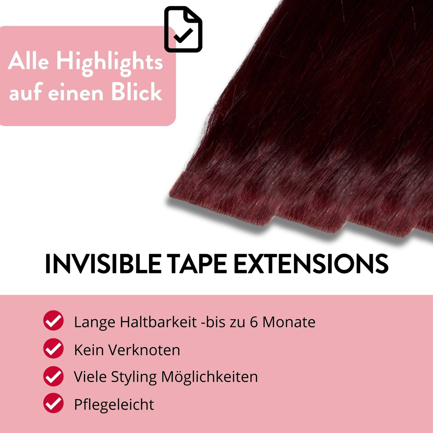 Накладные волосы invisible tape extensions premium echthaar #55/66 hellbraun intensiv violett-intensiv Hair2Heart, 60cm, количество 10 шт. — фото 3