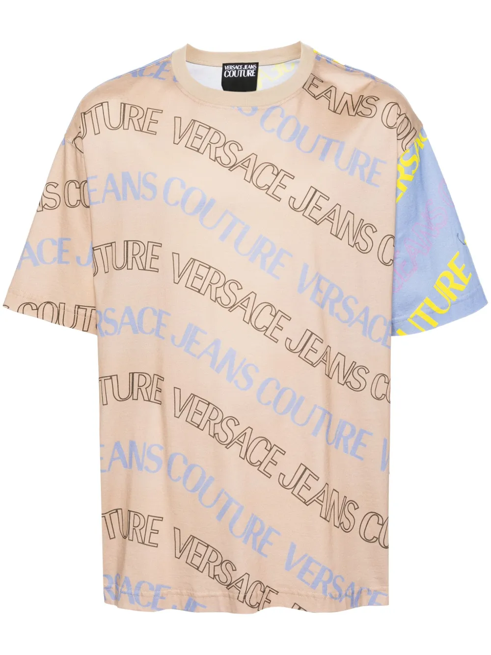 

Футболка в стиле колор-блок с логотипом Versace Jeans Couture, нейтральный