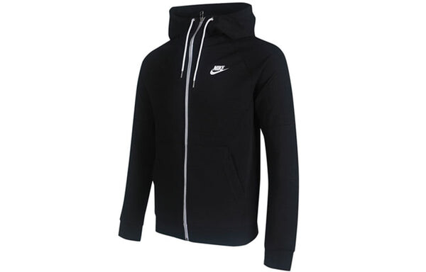 Куртка современная флисовая кардиган с капюшоном и логотипом Nike, черный — фото 3