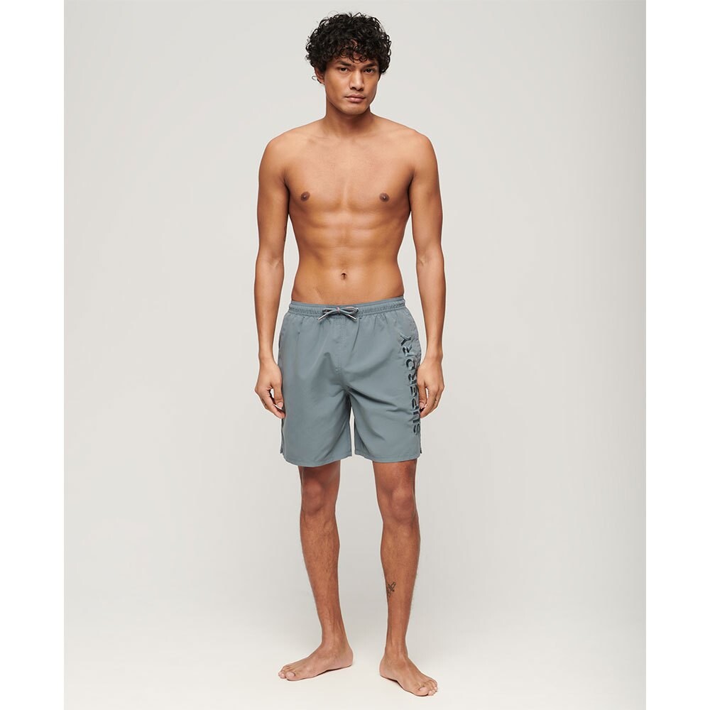 Шорты для плавания Superdry Premium Embroidered 17´´ Swimming Shorts, серый — фото 4