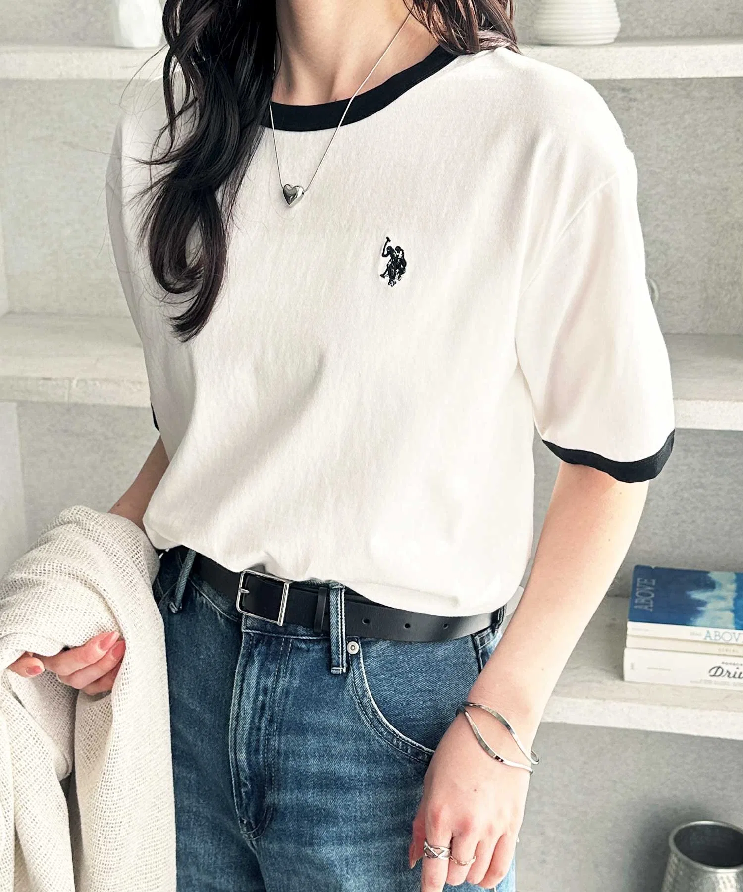 Женская футболка U.S. POLO ASSN. с контрастной отделкой — фото 3