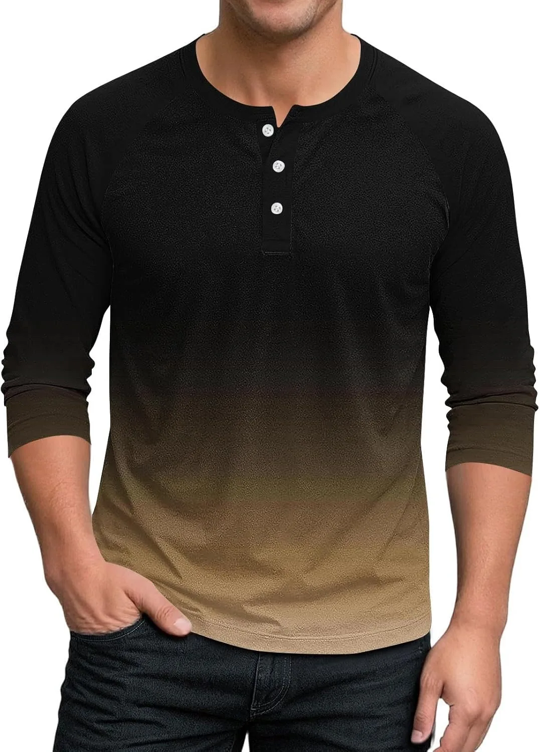 

Футболка для мужчин Ombre с длинным рукавом и пуговицами Xiaojmake