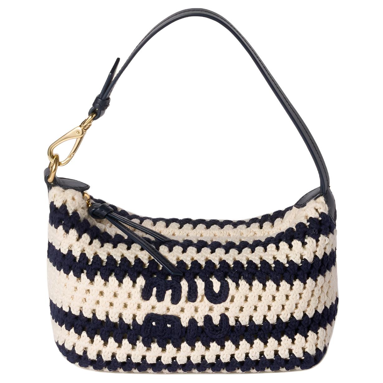 

MIU MIU Тканевая женская сумка через плечо бежево-синяя