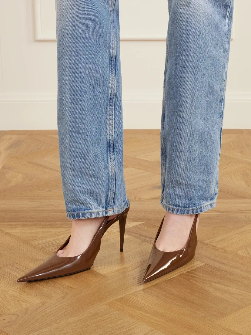 Туфли-слингбэки Guermanted из кожи SAINT LAURENT, коричневый — фото 2