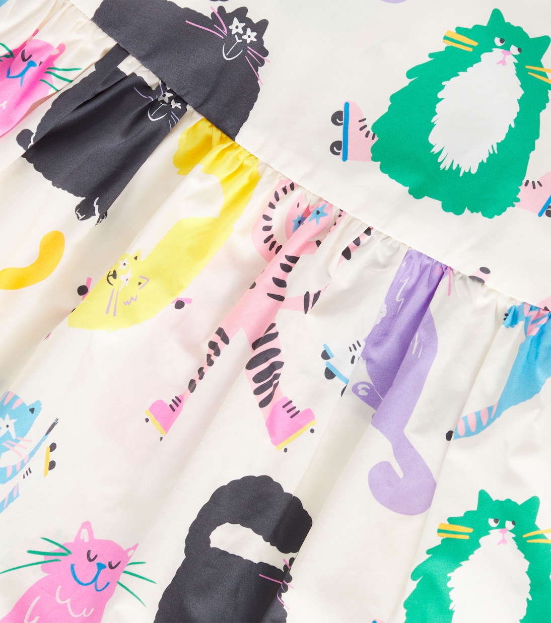 Платье из принтованного хлопка Stella McCartney Kids, Crema/Multicolor — фото 2