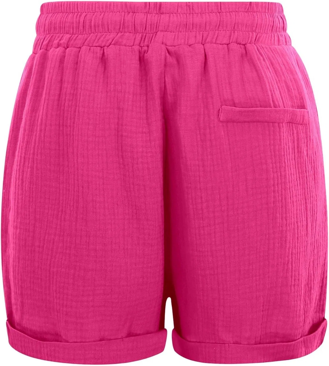 Шорты спортивные высокие на талии с карманами, Hot Pink — фото 3