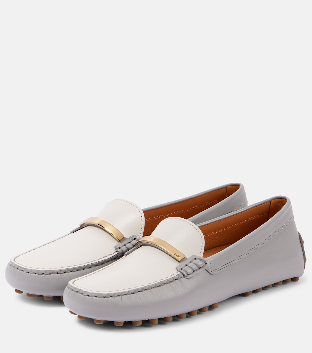 Кожаные туфли для вождения Gommini Tod's, Gabbiano+Bianco Calce — фото 4