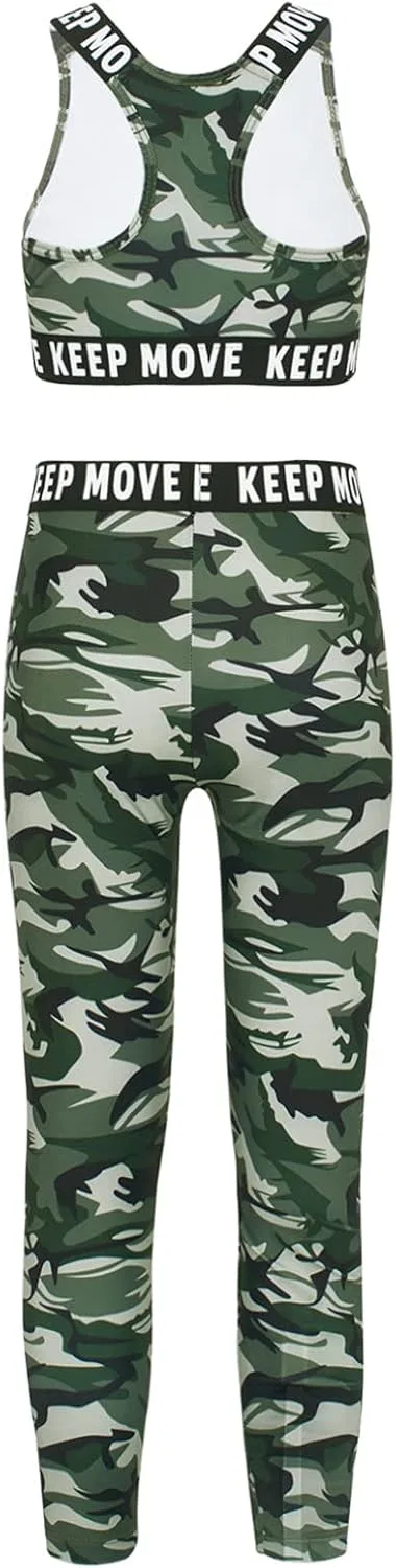 Детский спортивный комплект топ и леггинсы easyforever 2 предмета, Camouflage Green