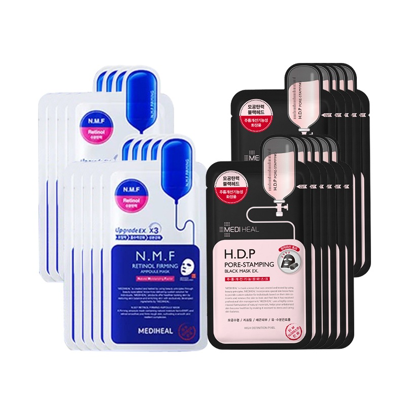 

MEIDIHUIER Увлажняющая маска для лица подтягивающая и увлажняющая MEDIHEAL, new hydrating tightening facial mask 9 pcs+черный tightening mask 1 pc