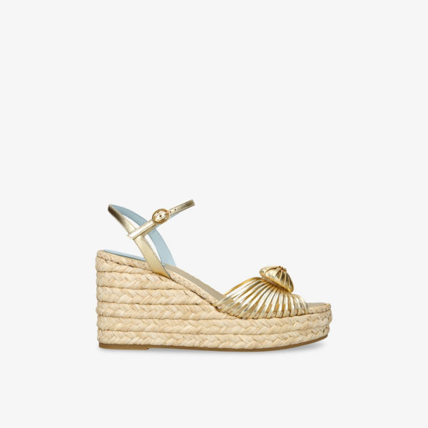 Сандалии кожаные Valentino Garavani Royal Wedge на платформе, золотой
