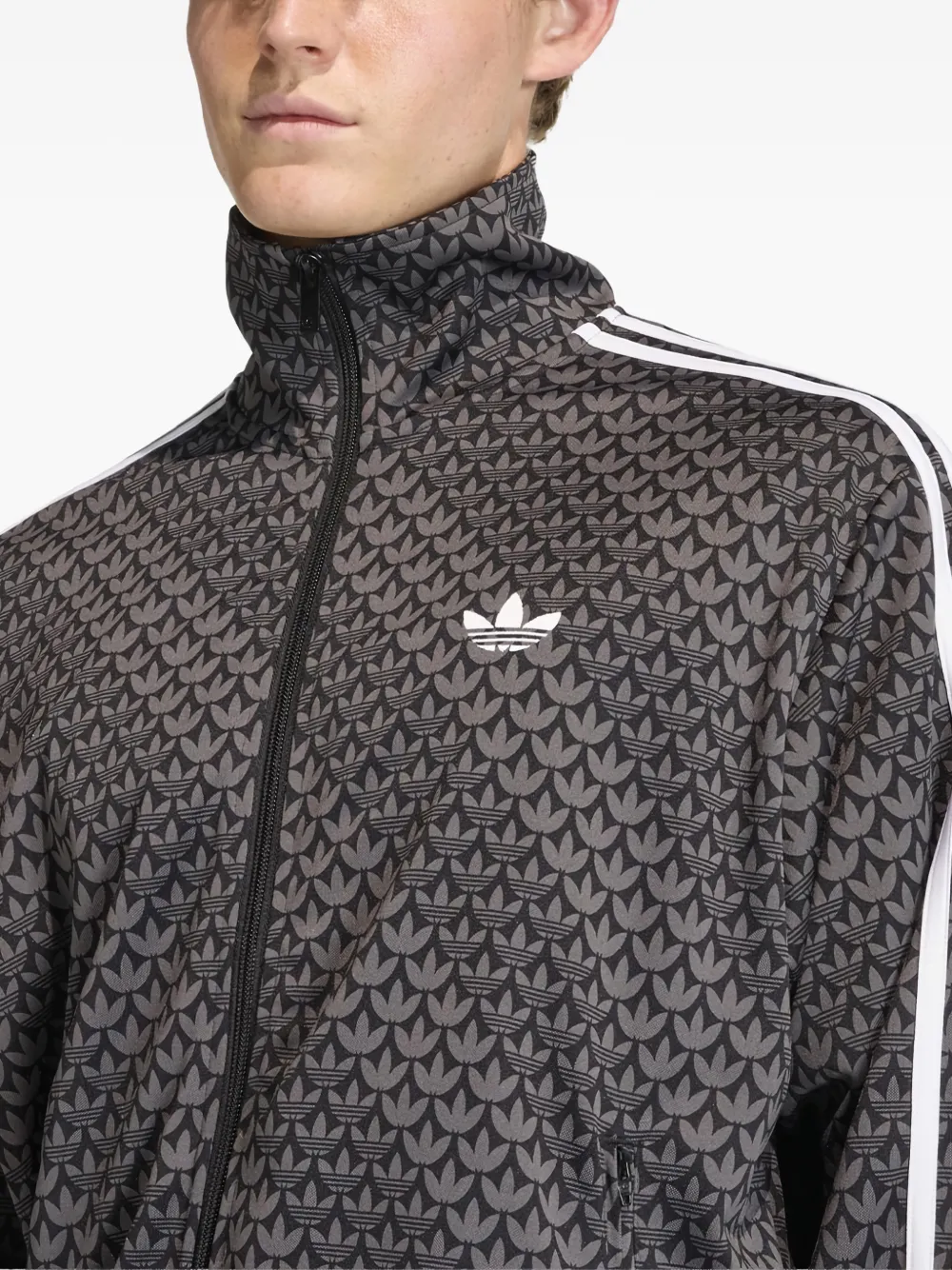 Толстовка на молнии с узором Firebird Adidas, серый — фото 3