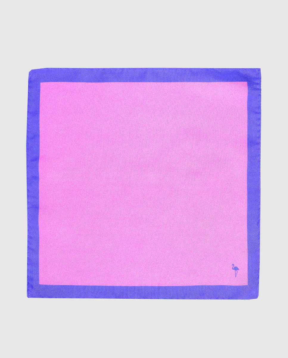 

Розовый шелковый шарф с голубой отделкой Olimpo, цвет Rosa